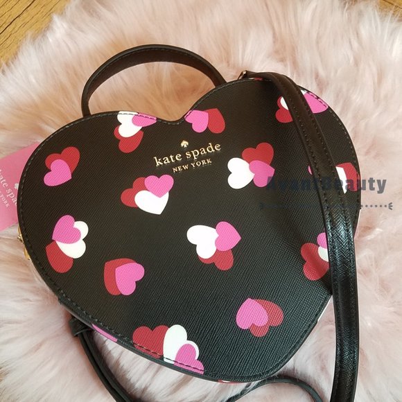 NWT Kate Spade Other Love Shack Flutter Hearts Printed Crossbody Black Multi - Picture 4 of 7